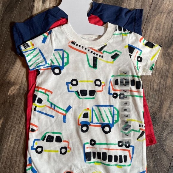 Carter's Baby Boy's 2-Piece Romper Bodysuit Short CARS Red Blue Mult Sizes‎ - Picture 1 of 3